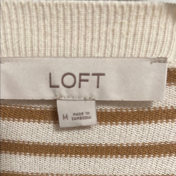 LOFT gold and Cream Striped Sweater - medium - Picture 3 of 8